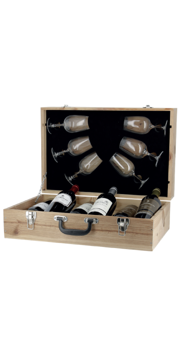 copy of Caisse bois 2 bouteilles et 2 verres - LASCAUX